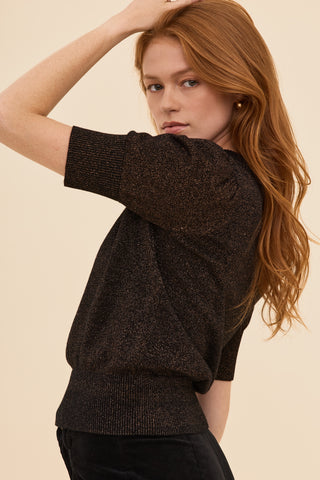 Black with Bronze Lurex Knit Jumper