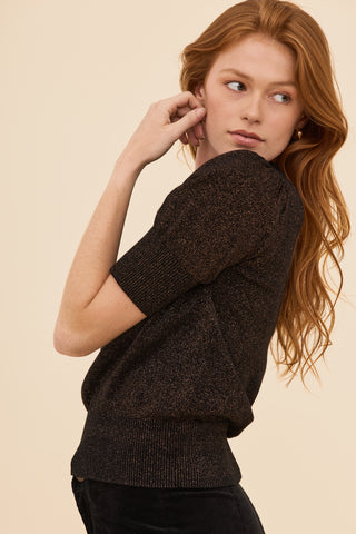 Black with Bronze Lurex Knit Jumper