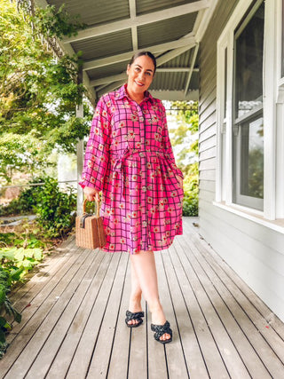 Shawty Button Down Dress in Hella Pink