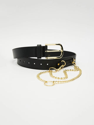 Vegan Chain Belt in Black + Gold