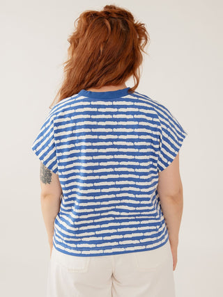 Caitlin Top - Cobalt Split Stripe