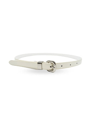 Carrie Skinny Patent Leather Belt – Off White