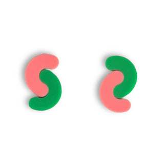 CeCe Geometric Earrings: Pink & Green