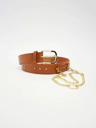 Vegan Chain Belt in Tan + Gold