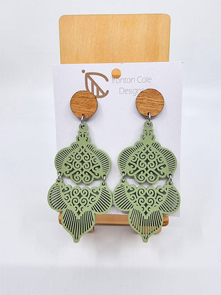 Chandy Wood Earrings – Eucalyptus Green