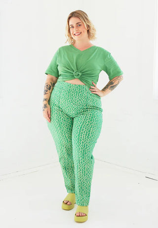 Chelsea Pants in Wavy Minty Green