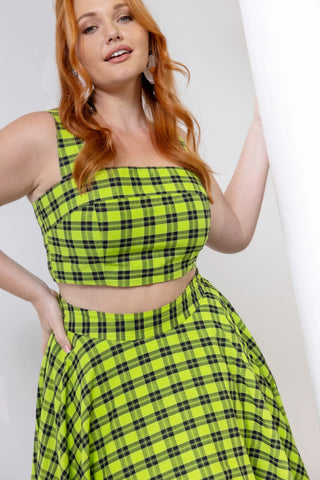 Square Green Tartan Crop Top