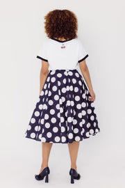 Circle Black & White Polka Dot Midi Skirt