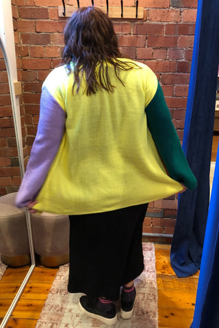 Colour Block Button Front Cardigan