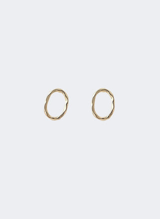 Crumpled Oval Studs - Gold