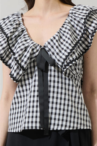 Dovery Gingham Leoti Ruffle Babydoll Top Curve