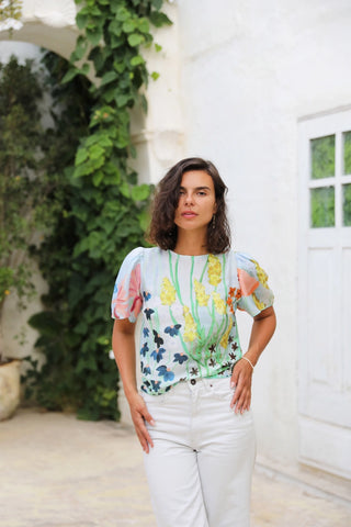 Flora Blouse - Sky