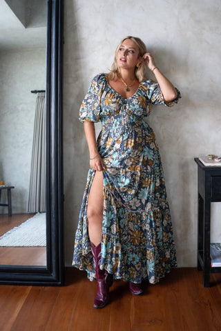 Fortune Teller Maxi Dress (Short Sleeve) – Misty Blue