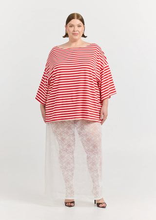 Freya Boat Neck in Red stripes