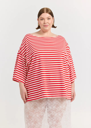 Freya Boat Neck in Red stripes
