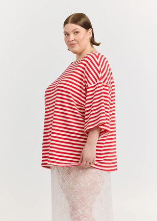 Freya Boat Neck in Red stripes
