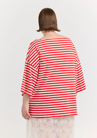 Freya Boat Neck in Red stripes