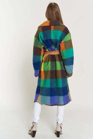 Fuzzy Multi Colour Block Coat