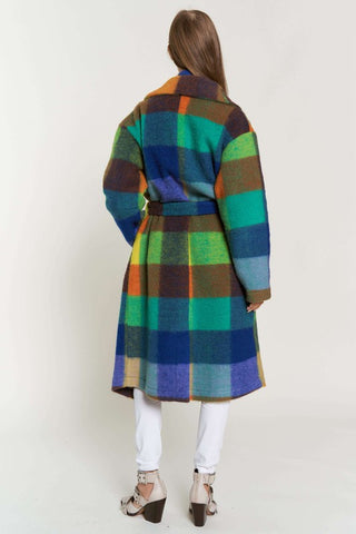 Fuzzy Multi Colour Block Coat