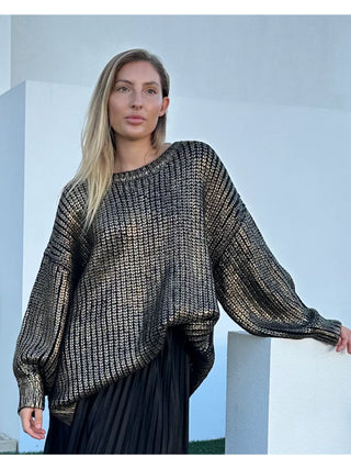 Gold Metallic Knit Sweater