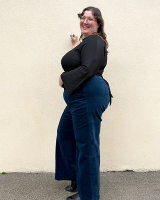 Petrol Velvet High Waist Pants