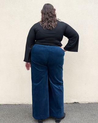 Petrol Velvet High Waist Pants