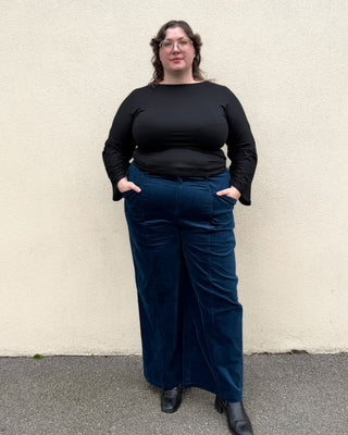 Petrol Velvet High Waist Pants