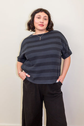 Izzy Top in Faded Black Stripe