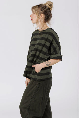 Izzy Top in Mud + Black Stripe