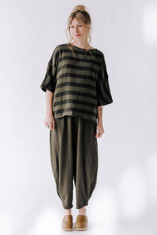 Izzy Top in Mud + Black Stripe