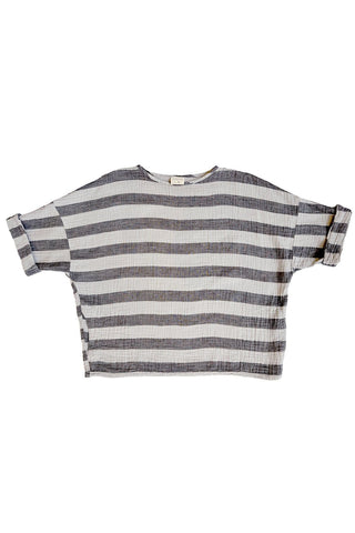 Izzy Top in Oyster + Black Stripe