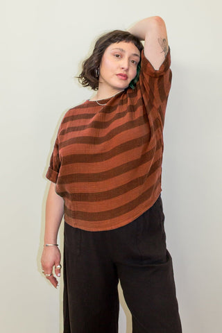 Izzy Top in Terracotta + Black Stripe