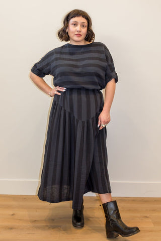 Jessie Skirt in Faded Black Stripe