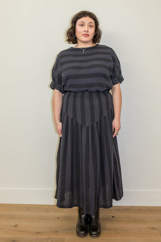 Jessie Skirt in Faded Black Stripe