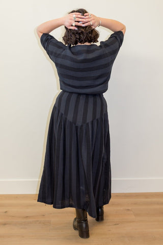 Jessie Skirt in Faded Black Stripe