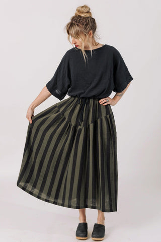 Jessie Skirt in Mud + Black Stripe
