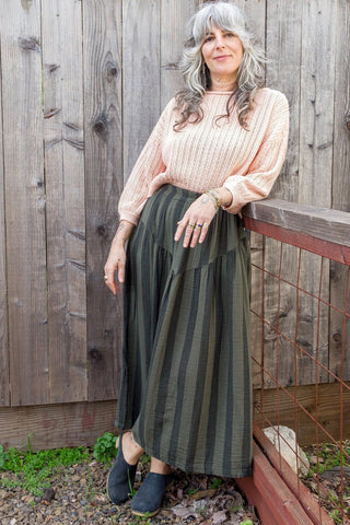 Jessie Skirt in Mud + Black Stripe