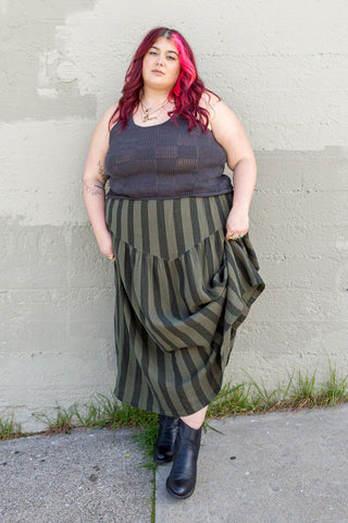 Jessie Skirt in Mud + Black Stripe