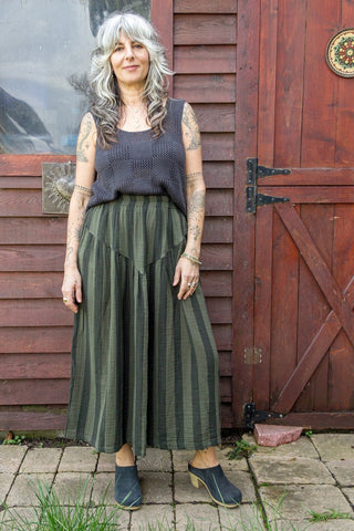 Jessie Skirt in Mud + Black Stripe