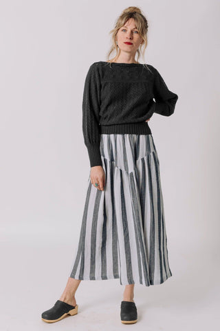 Jessie Skirt in Oyster + Black Stripe