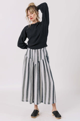 Jessie Skirt in Oyster + Black Stripe