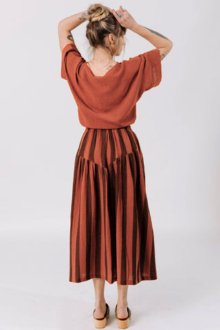Jessie Skirt in Terracotta + Black Stripe