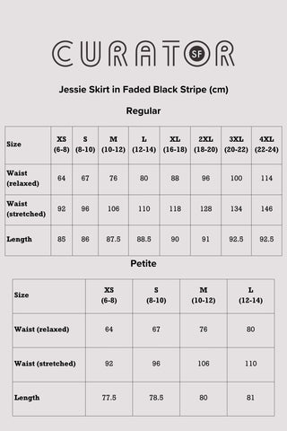 Jessie Skirt in Faded Black Stripe
