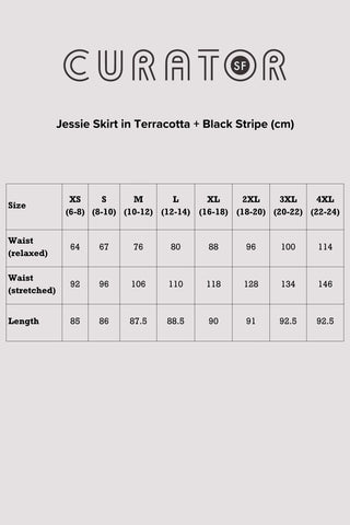 Jessie Skirt in Terracotta + Black Stripe
