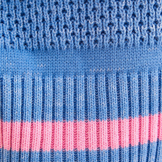 Judith Pointelle Stitch V Neck Jumper - Blue