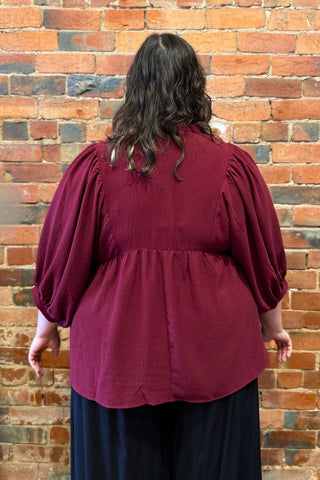 Kimberly Flowy Blouse - Burgundy