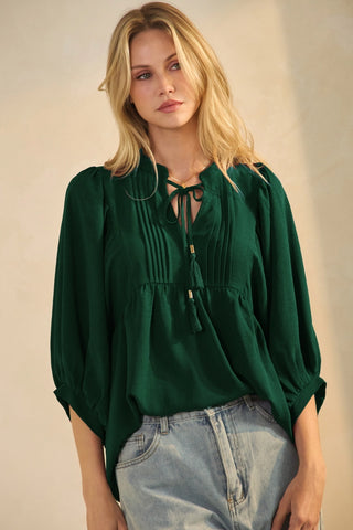 Kimberly Flowy Blouse - Hunter Green
