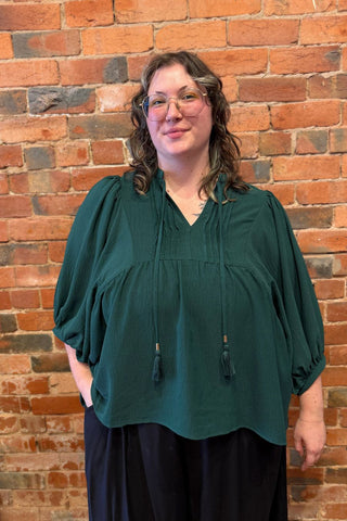 Kimberly Flowy Blouse - Hunter Green