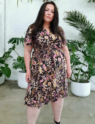 Lana Dress in Black Wildflower