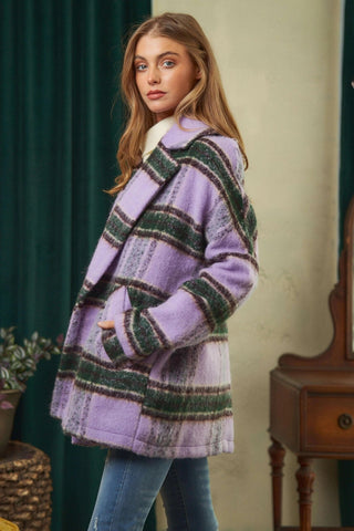 Lavender Plaid Oversized Coat